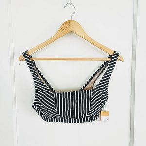 NWT Kona Sol Black White Striped Bikini Top - Size Small